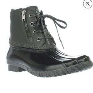 Womens G.H. Bass & Co. Danielle Duck Rain Boots - Dark Grey/Black